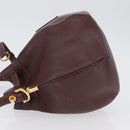 CARTIER Must Line Purse Shoulder Bag Leather Bordeaux Gold Auth BSZ197-5