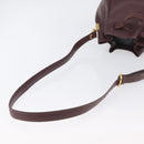 CARTIER Must Line Purse Shoulder Bag Leather Bordeaux Gold Auth BSZ197-7