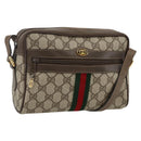 GUCCI GG Supreme Web Sherry Line Bag PVC Beige Gold 56 02 004 Auth BSZ198-1