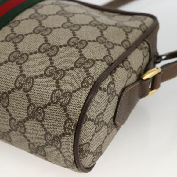 GUCCI GG Supreme Web Sherry Line Bag PVC Beige Gold 56 02 004 Auth BSZ198