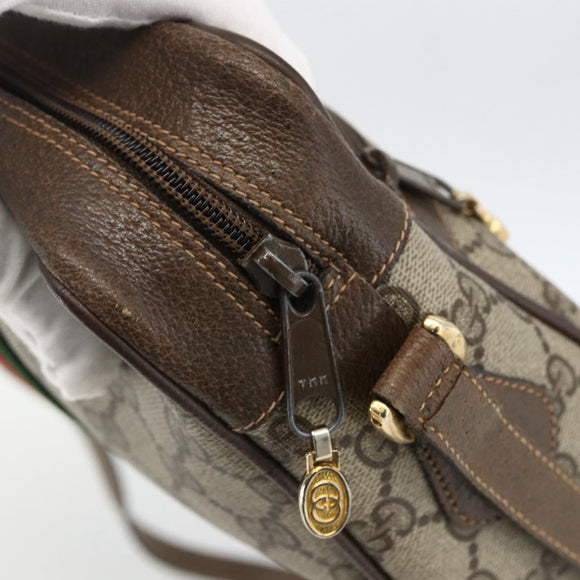 GUCCI GG Supreme Web Sherry Line Bag PVC Beige Gold 56 02 004 Auth BSZ198