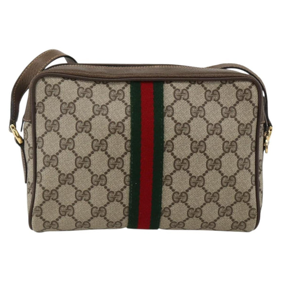GUCCI GG Supreme Web Sherry Line Bag PVC Beige Gold 56 02 004 Auth BSZ198