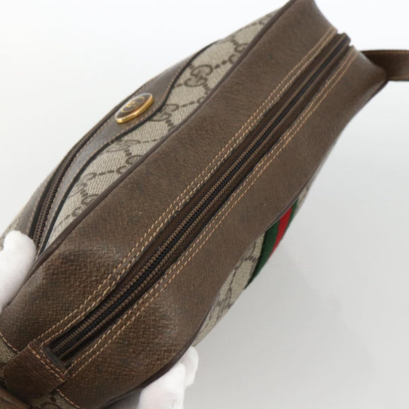 GUCCI GG Supreme Web Sherry Line Bag PVC Beige Gold 56 02 004 Auth BSZ198