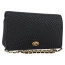 BALLY Chain Shoulder Bag Leather Black Gold Auth BSZ200-1