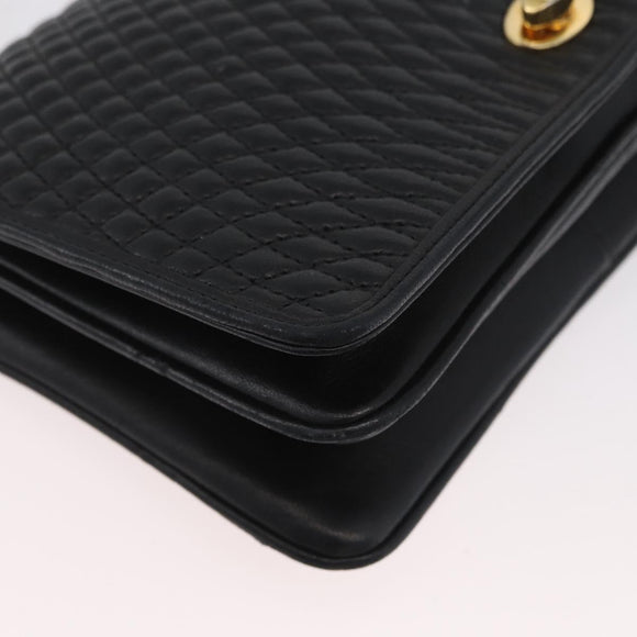 BALLY Chain Shoulder Bag Leather Black Gold Auth BSZ200