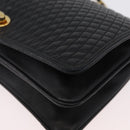 BALLY Chain Shoulder Bag Leather Black Gold Auth BSZ200-11