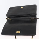 BALLY Chain Shoulder Bag Leather Black Gold Auth BSZ200-15