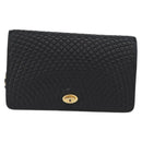 BALLY Chain Shoulder Bag Leather Black Gold Auth BSZ200-2