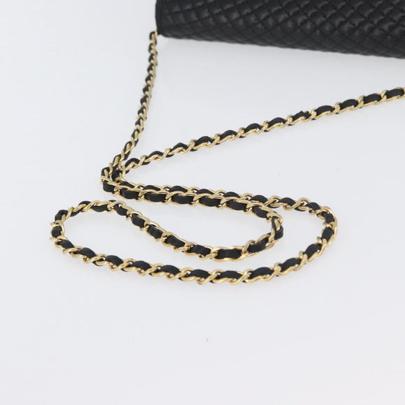 BALLY Chain Shoulder Bag Leather Black Gold Auth BSZ200
