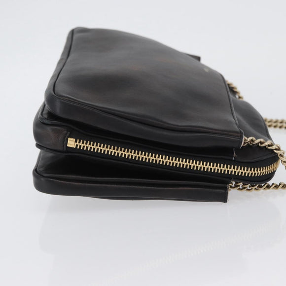 Chloe Chain Shoulder Bag Leather Bronze Gold Auth BSZ219