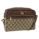 GUCCI GG Supreme Web Sherry Line Bag PVC Beige Gold 56 02 088 Auth BSZ220-1