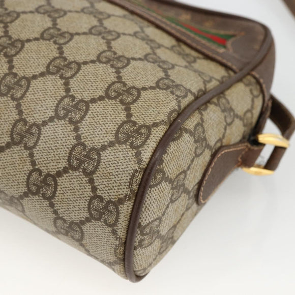 GUCCI GG Supreme Web Sherry Line Bag PVC Beige Gold 56 02 088 Auth BSZ220