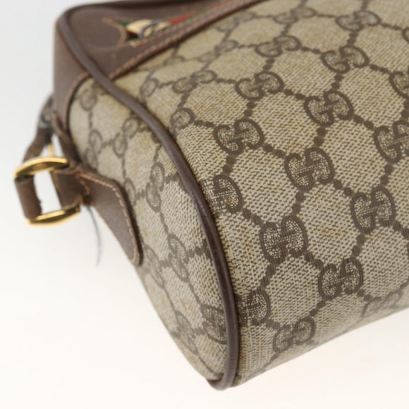 GUCCI GG Supreme Web Sherry Line Bag PVC Beige Gold 56 02 088 Auth BSZ220