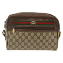 GUCCI GG Supreme Web Sherry Line Bag PVC Beige Gold 56 02 088 Auth BSZ220-13