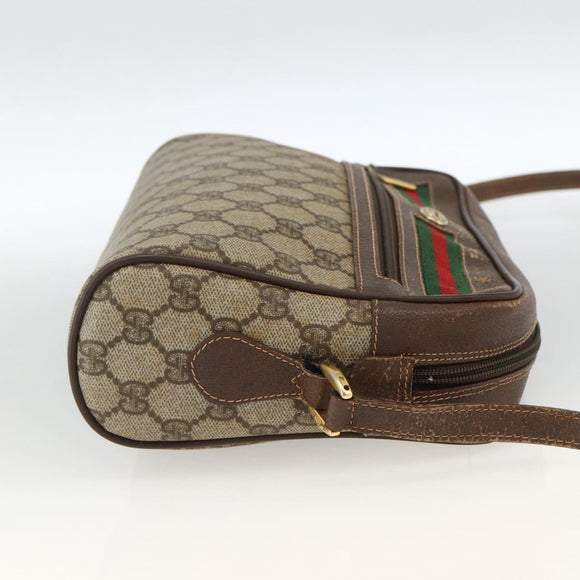 GUCCI GG Supreme Web Sherry Line Bag PVC Beige Gold 56 02 088 Auth BSZ220