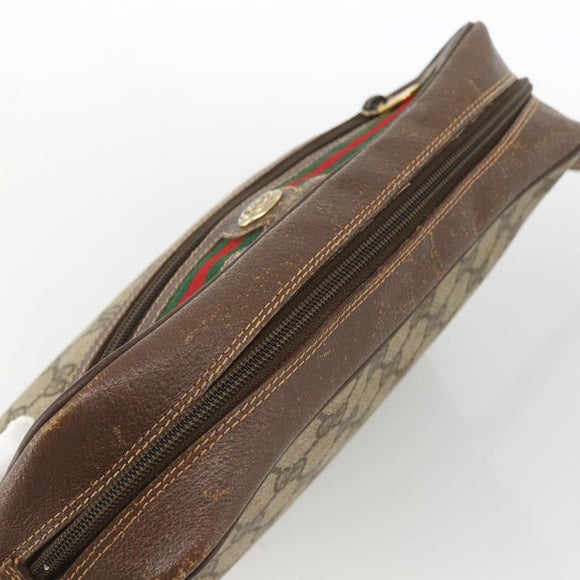 GUCCI GG Supreme Web Sherry Line Bag PVC Beige Gold 56 02 088 Auth BSZ220