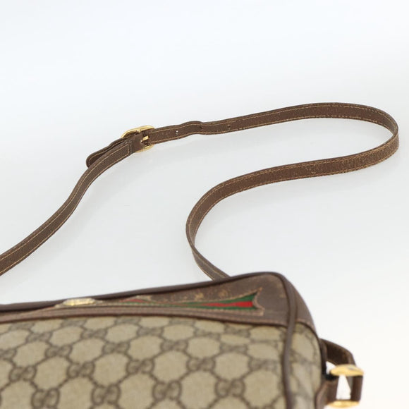GUCCI GG Supreme Web Sherry Line Bag PVC Beige Gold 56 02 088 Auth BSZ220