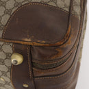 GUCCI GG Supreme Web Sherry Line Boston Bag PVC Beige Gold Auth BSZ227-8