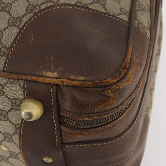 GUCCI GG Supreme Web Sherry Line Boston Bag PVC Beige Gold Auth BSZ227