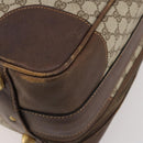 GUCCI GG Supreme Web Sherry Line Boston Bag PVC Beige Gold Auth BSZ227-16