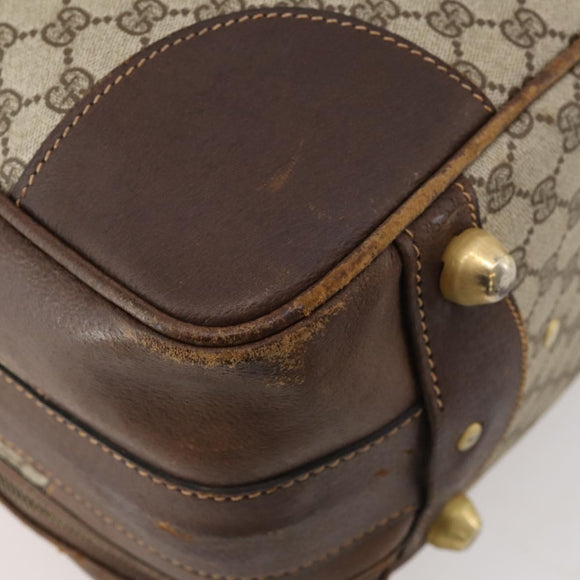 GUCCI GG Supreme Web Sherry Line Boston Bag PVC Beige Gold Auth BSZ227