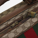 GUCCI GG Supreme Web Sherry Line Boston Bag PVC Beige Gold Auth BSZ227-10