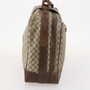 GUCCI GG Supreme Web Sherry Line Boston Bag PVC Beige Gold Auth BSZ227-4