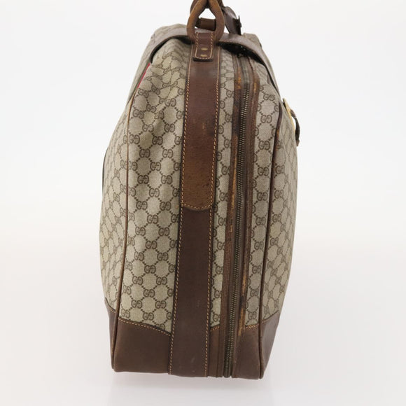 GUCCI GG Supreme Web Sherry Line Boston Bag PVC Beige Gold Auth BSZ227