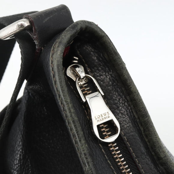 LOEWE Anagram Schoudertas Leer Zwart Zilver Auth BSZ239