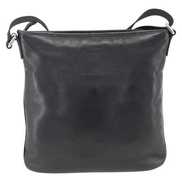 LOEWE Anagram Schoudertas Leer Zwart Zilver Auth BSZ239