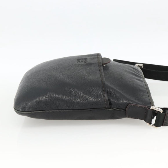LOEWE Anagram Schoudertas Leer Zwart Zilver Auth BSZ239