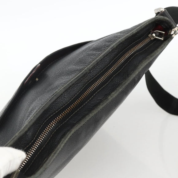 LOEWE Anagram Schoudertas Leer Zwart Zilver Auth BSZ239