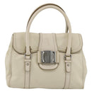 Salvatore Ferragamo Hand Bag Leather White Silver Auth BSZ241-2