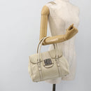 Salvatore Ferragamo Hand Bag Leather White Silver Auth BSZ241-23