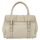 Salvatore Ferragamo Hand Bag Leather White Silver Auth BSZ241-3
