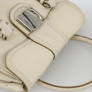 Salvatore Ferragamo Hand Bag Leather White Silver Auth BSZ241-6