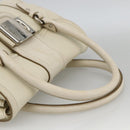 Salvatore Ferragamo Hand Bag Leather White Silver Auth BSZ241-7