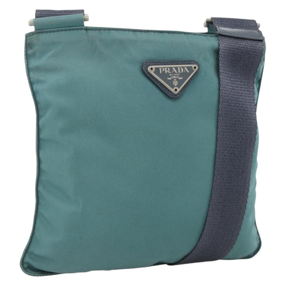PRADA Schoudertas Nylon Groen Zilver Authentiek BSZ242