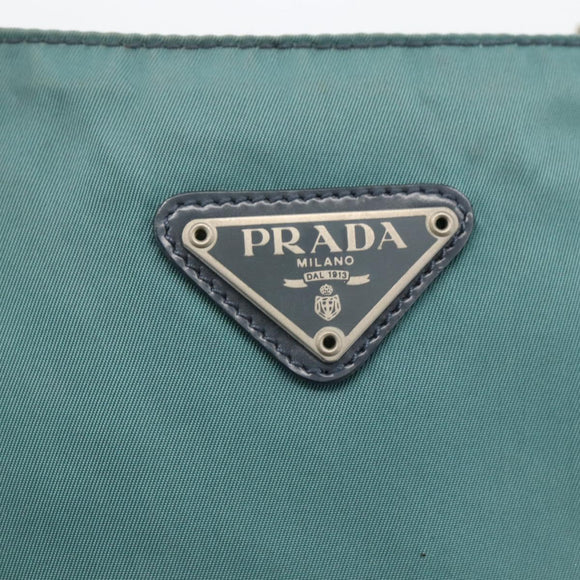 PRADA Schoudertas Nylon Groen Zilver Authentiek BSZ242