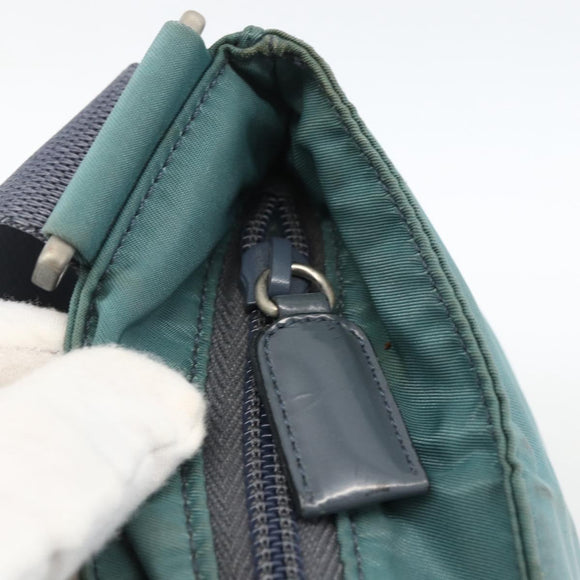 PRADA Schoudertas Nylon Groen Zilver Authentiek BSZ242