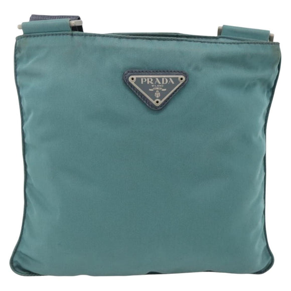 PRADA Schoudertas Nylon Groen Zilver Authentiek BSZ242