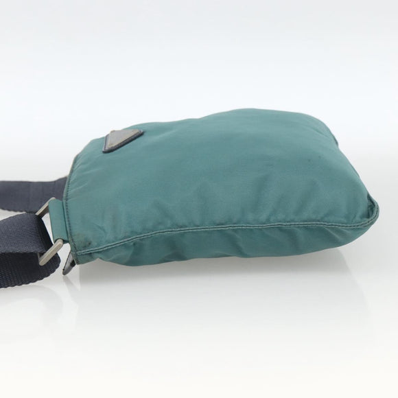 PRADA Schoudertas Nylon Groen Zilver Authentiek BSZ242