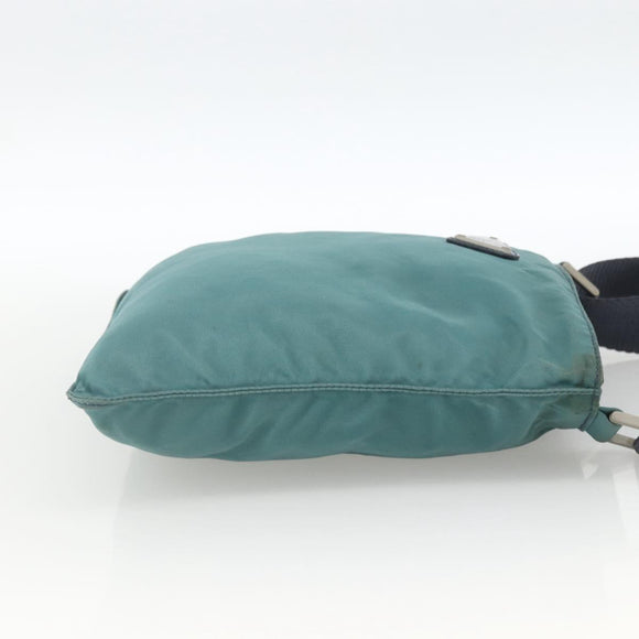 PRADA Schoudertas Nylon Groen Zilver Authentiek BSZ242
