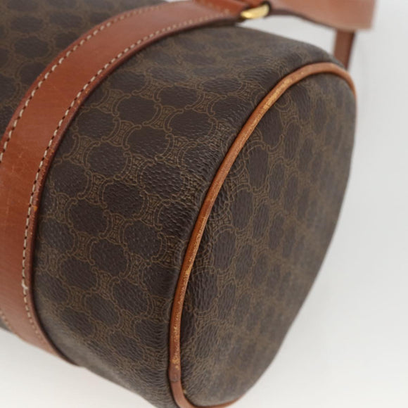 CELINE Macadam Canvas Hand Bag PVC Leather Brown Gold Auth BSZ244