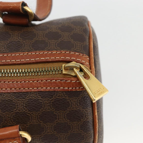 CELINE Macadam Canvas Hand Bag PVC Leather Brown Gold Auth BSZ244
