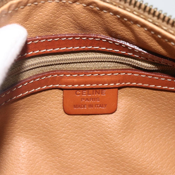 CELINE Macadam Canvas Hand Bag PVC Leather Brown Gold Auth BSZ244