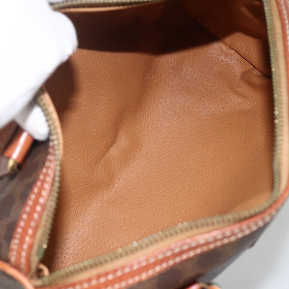 CELINE Macadam Canvas Hand Bag PVC Leather Brown Gold Auth BSZ244