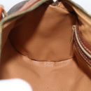 CELINE Macadam Canvas Hand Bag PVC Leather Brown Gold Auth BSZ244-18