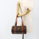 CELINE Macadam Canvas Hand Bag PVC Leather Brown Gold Auth BSZ244-22