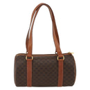 CELINE Macadam Canvas Hand Bag PVC Leather Brown Gold Auth BSZ244-3